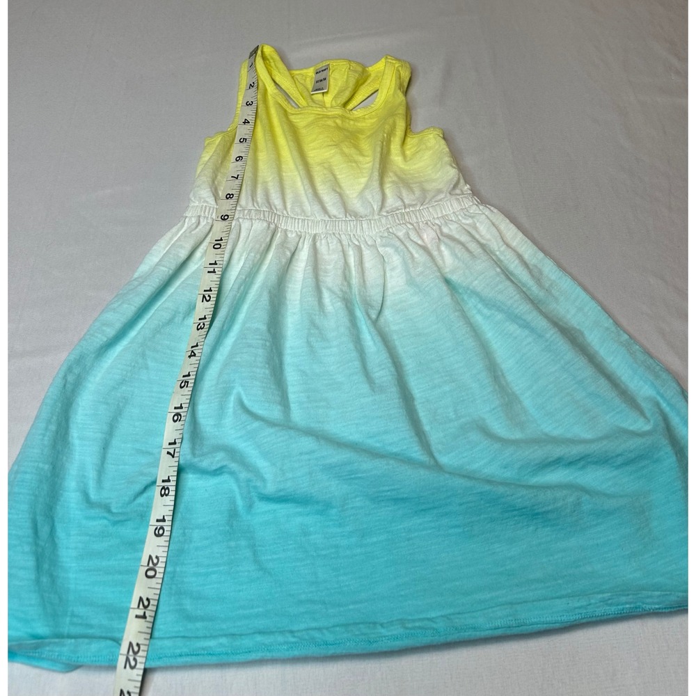 Old Navy Girls Ombre Tank Dress Yellow Blue Dip Dye Racerback Size 5T